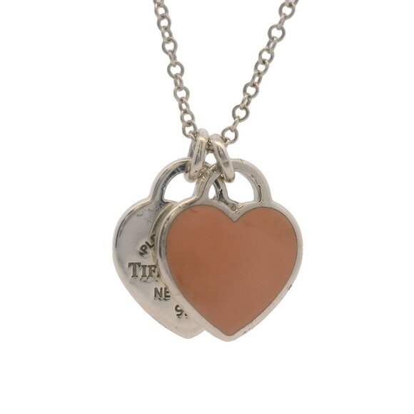 Tiffany & Co Return To Tiffany Mini Heart Tag 925 Silver Necklace Pink Enamel